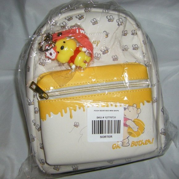 Winnie The Pooh Bees & Honey Mini Backpack & Winnie Keychain *2 PIECE SET* NEW main image 5